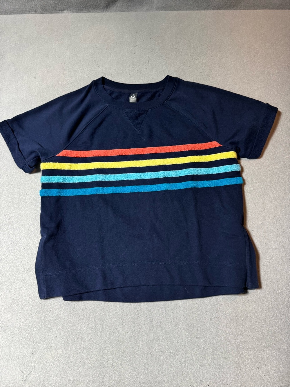 Lou & Grey Navy Tee with Red, Yellow & Aqua Stripes